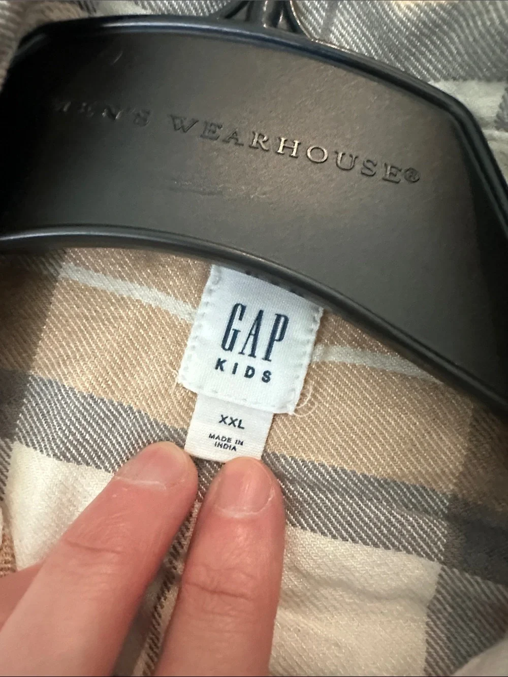 GAP Plaid Button-Down Shirt — Cream, Tan & Gray